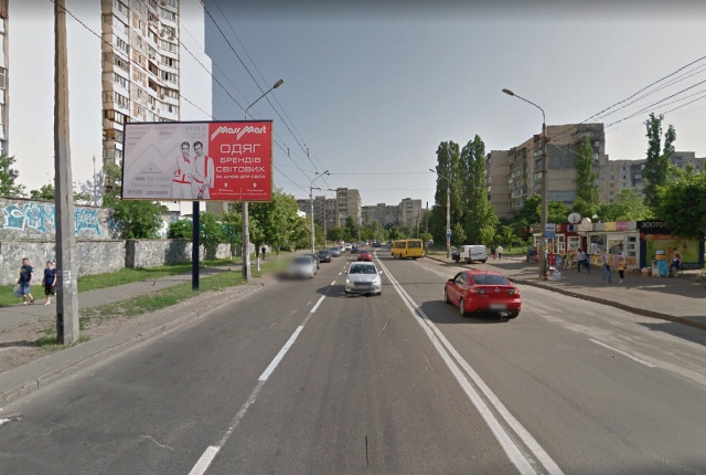 Билборд Киев,  В. Івасюка просп.60 (Героїв Сталінграда) (Ощадбанк, Бджілка маркет, Державна податкова інспекція в Оболонському районі), в напрямку Героїв Дніпра вул.