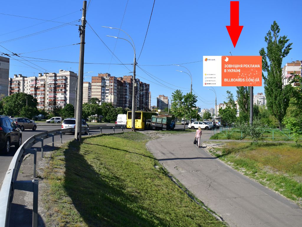 Видеоборд Київ,  Маяковського пр., 38/10 - вул. Лифаря (колиш. вул. Сабурова), в бік вул. Цвєтаєвої, з центру