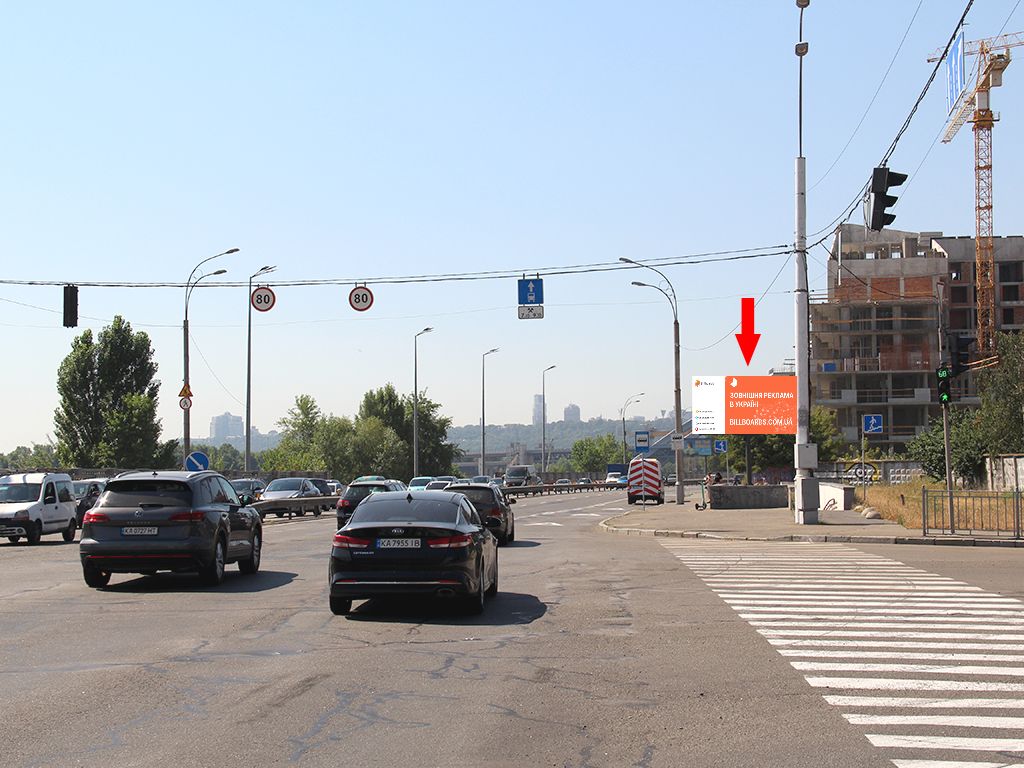 Видеоборд Київ,  Набережно-Рибальська вул., 980м від міст Подільсько-Воскресенський, в сторону міст Московський