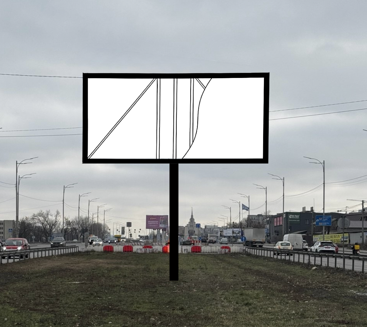 Билборд Киев,  вул. Кільцева дорога на розподілювачі, біля примикань вул. Київська і вул. Толстого в напрямку Житомирської