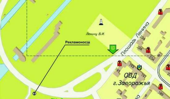 Сiтiлайт A у Запоріжжі, 1.8x1.2  пл. Ленина / выезд с ДнепроГЭСа на левый берег схема