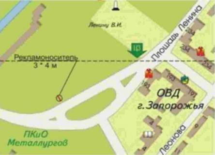 Бэклайт B в Запорожье, 3x4  пл. Ленина / выезд с ДнепроГЭСа  на левый берег схема