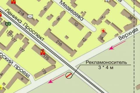 Бэклайт A в Запорожье, 3x4  пр. Ленина / ул. Верхняя схема