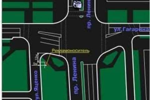 Білборд, Бігборд (Борд)  A у Запоріжжі, 3x6  пр. Ленина - ул. Гагарина - ул. Яценко схема