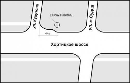 Билборд A в Запорожье, 3x6  ул. Хортицкое шоссе - ул. Курузова схема