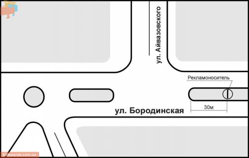 Билборд  в Запорожье ул. Иванова 99 схема