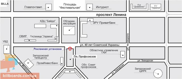 Білборд, Бігборд (Борд)   у Запоріжжі ул. Победы -ДК "Титан"  (к ОблГАИ) схема