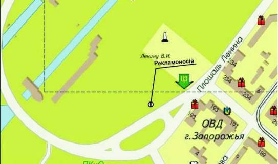 Сiтiлайт B у Запоріжжі, 1.8x1.2  пл. Ленина / въезд на ДнепроГЭС с левого берега схема