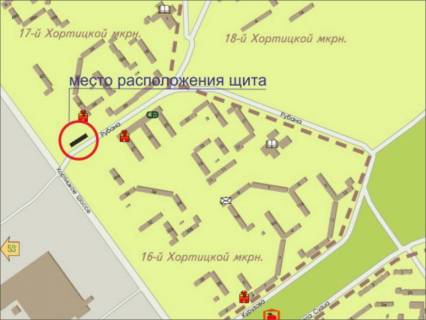 Білборд, Бігборд (Борд)  A у Запоріжжі Хортицкое шоссе ул. Рубана схема