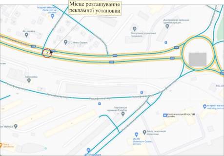 Білборд, Бігборд (Борд)  A у Запоріжжі, 3х6  Тиражна,пров.Суспільний, виїзд з міста схема