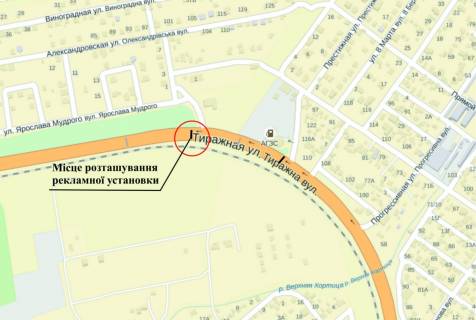 Білборд, Бігборд (Борд)  A у Запоріжжі ул.Тіражная, навпаки Дизель-Центру схема