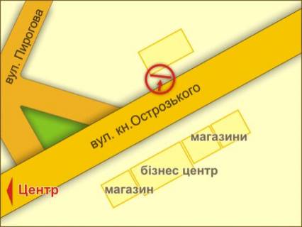 Билборд A в Тернополе вул. Пирогова – Кн. Острозького схема