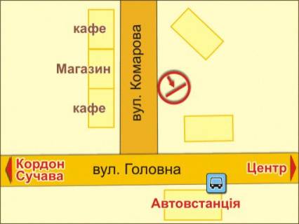 Билборд B в Черновцах вул. Комарова, 6 схема