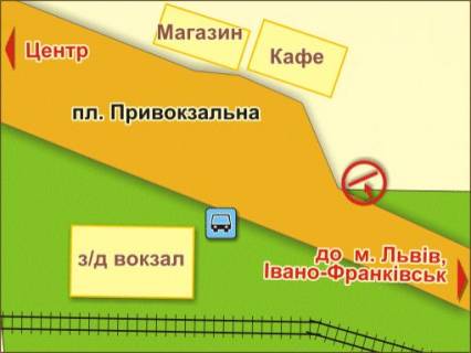 Билборд A в Черновцах вул. Гагаріна (Вокзальна)– пл. Привокзальна схема