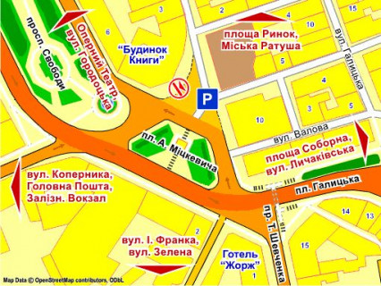 Сiтiлайт A у Львові пл. Міцкевича (біля Будинку Книги), місце 2 схема