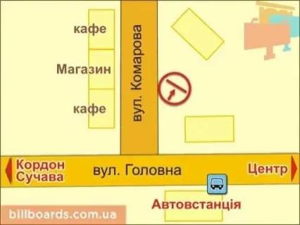 Білборд, Бігборд (Борд)  A у Львові вул. Комарова, 6 схема