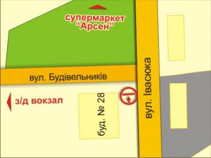 Білборд, Бігборд (Борд)  B у Івано-Франківську вул. Івасюка, 28, знизу схема