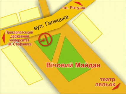 Сiтiлайт A у Івано-Франківську Вiчовий майдан (до вул. Галицької) схема
