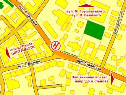 Білборд, Бігборд (Борд)  B у Дрогобичі вул. Л. Українки, 9 – Стрийська схема