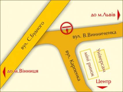 Билборд A в Львове вул. Винниченка – Карпенка схема