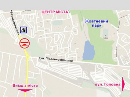 Билборд A в Черновцах вул. Героїв Майдану, 113 (біля АЗС, до центру міста) схема