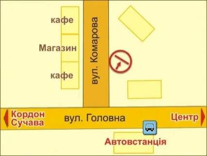 Білборд, Бігборд (Борд)  A у Чернівцях вул. Комарова, 6 схема