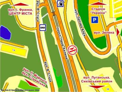 Билборд B в Львове пер. вул. Стуса - пр. Черв. Калини схема