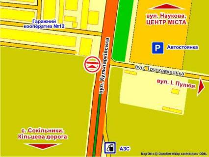 Білборд, Бігборд (Борд)  B у Львові вул. Кульпарківська, 232 схема