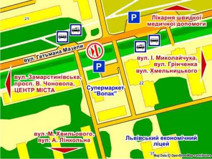 Призматрон, Призма A у Львові вул. Мазепи, 20 біля буд  супермаркету "Вопак" , призма 2 - 395996 схема