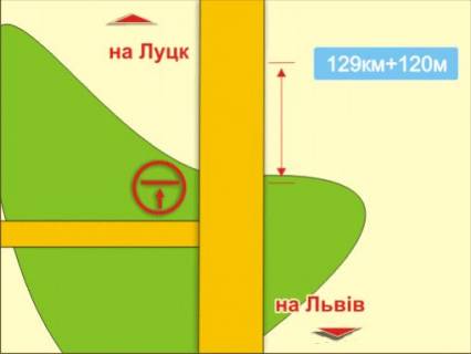 Билборд B в Луцке с. Баїв (напрямок на Львів), 4x8 м схема