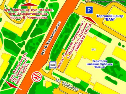 Билборд A в Львове вул. Хмельницького – Ковельська (за зупинкою) розмір 2,3 х 3,2 м беклайт схема