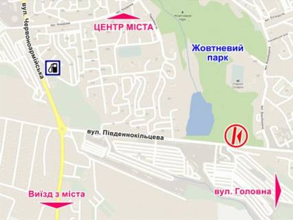 Билборд A в Львове вул. Південнокільцева (біля озера) схема