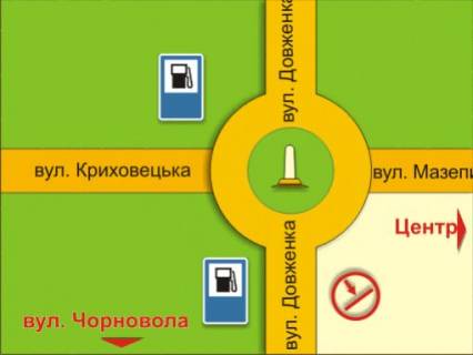 Билборд B в Ивано-Франковске вул. Довженка, 24 схема