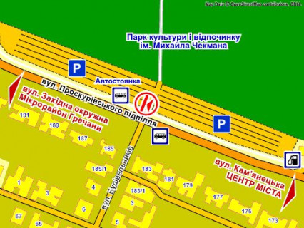 Білборд, Бігборд (Борд)  A у Хмельницькому вул. Проскурівського підпілля, Автостоянка схема