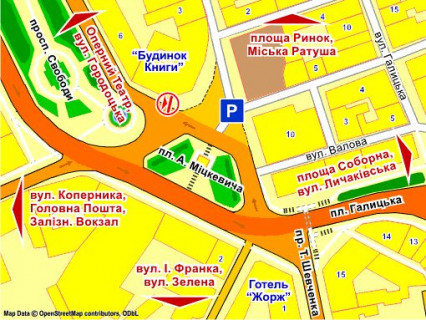 Ситилайт B в Львове пл. Міцкевича (біля Будинку Книги), місце 1 схема