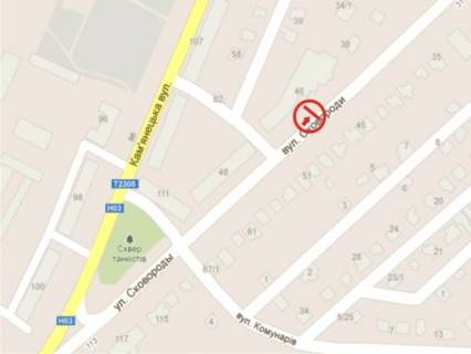 Билборд B в Хмельницком вул. Сковороди, (біля буд. 46) схема