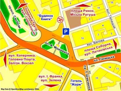 Ситилайт B в Львове пл. Міцкевича (біля Будинку Книги), місце 3 схема