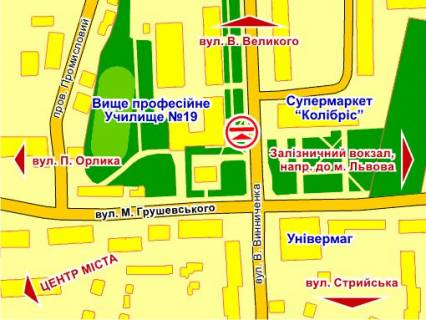 Билборд B в Дрогобыче вул. Винниченка, 7 (біля ВПУ №19) схема