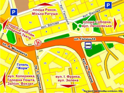 Сiтiлайт A у Львові пл. Галицька (підземний перехід до вул. Галицької), місце 2 схема