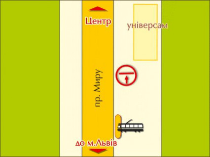 Білборд, Бігборд (Борд)  A у Житомирі пр. Миру, 37 схема