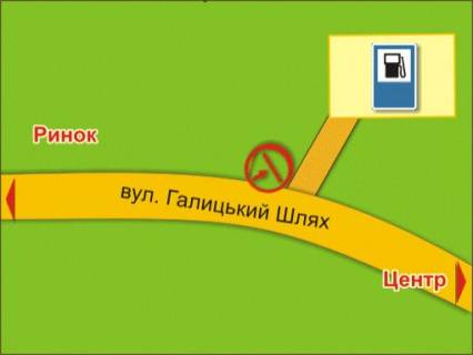 Билборд B в Черновцах вул. Галицький Шлях (біля АЗС) схема