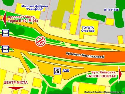 Билборд A в Львове пр. Незалежності, 45 схема