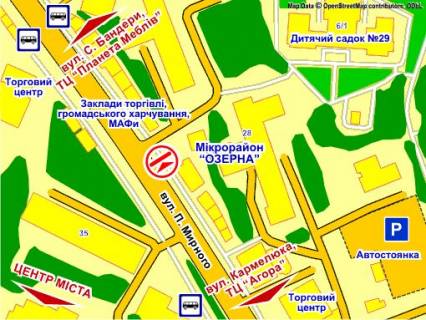 Билборд A в Хмельницком вул. П. Мирного, 28 А схема