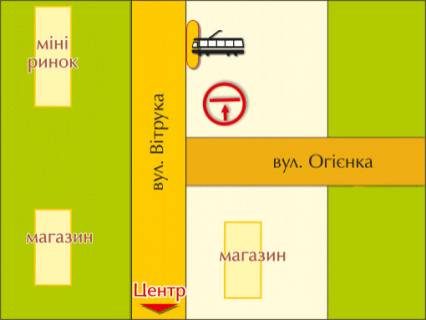 Видеоборд A у Житомирі вул. Вітрука, 34/1, розмір 2,3 х 3,2 м екран - 563647 схема