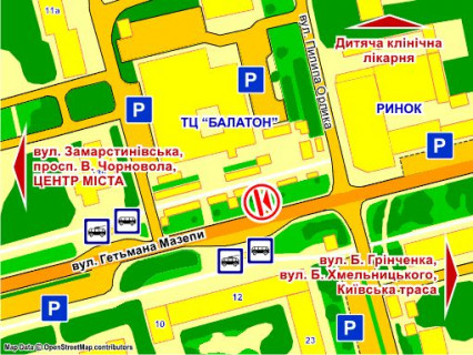 Билборд A в Львове вул. Мазепи, 11 (біля ТЦ "Балатон") схема