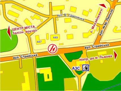 Билборд A в Дрогобыче вул. Стрийська, 447–449 (біля АЗС) схема