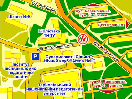 Билборд B в Тернополе вул. Кривоноса – Громницького схема