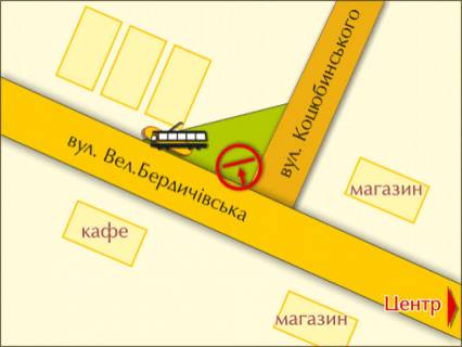 Видеоборд A в Житомире вул. Коцюбинського, 3, розмір 2,3 х 3,2 м екран - 563665 схема