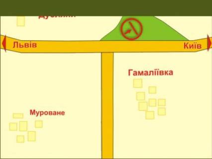 Билборд B в Львове с. Гамаліївка (напрямок з міста, до Києва) схема