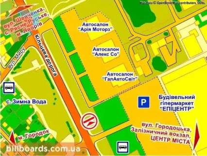 Білборд, Бігборд (Борд)  A у Львові вул. Городоцька, 302 (біля ТЦ "Епіцентр", Автосалон  "Nissan"), місце 1 схема